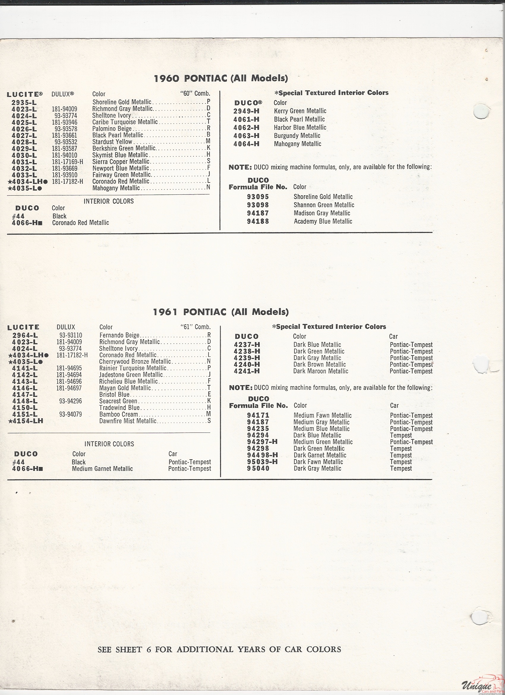 1962 GM-9 Paint Charts